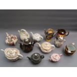 Collection of eight 19th Century English and Continental teapots including German handpainted and