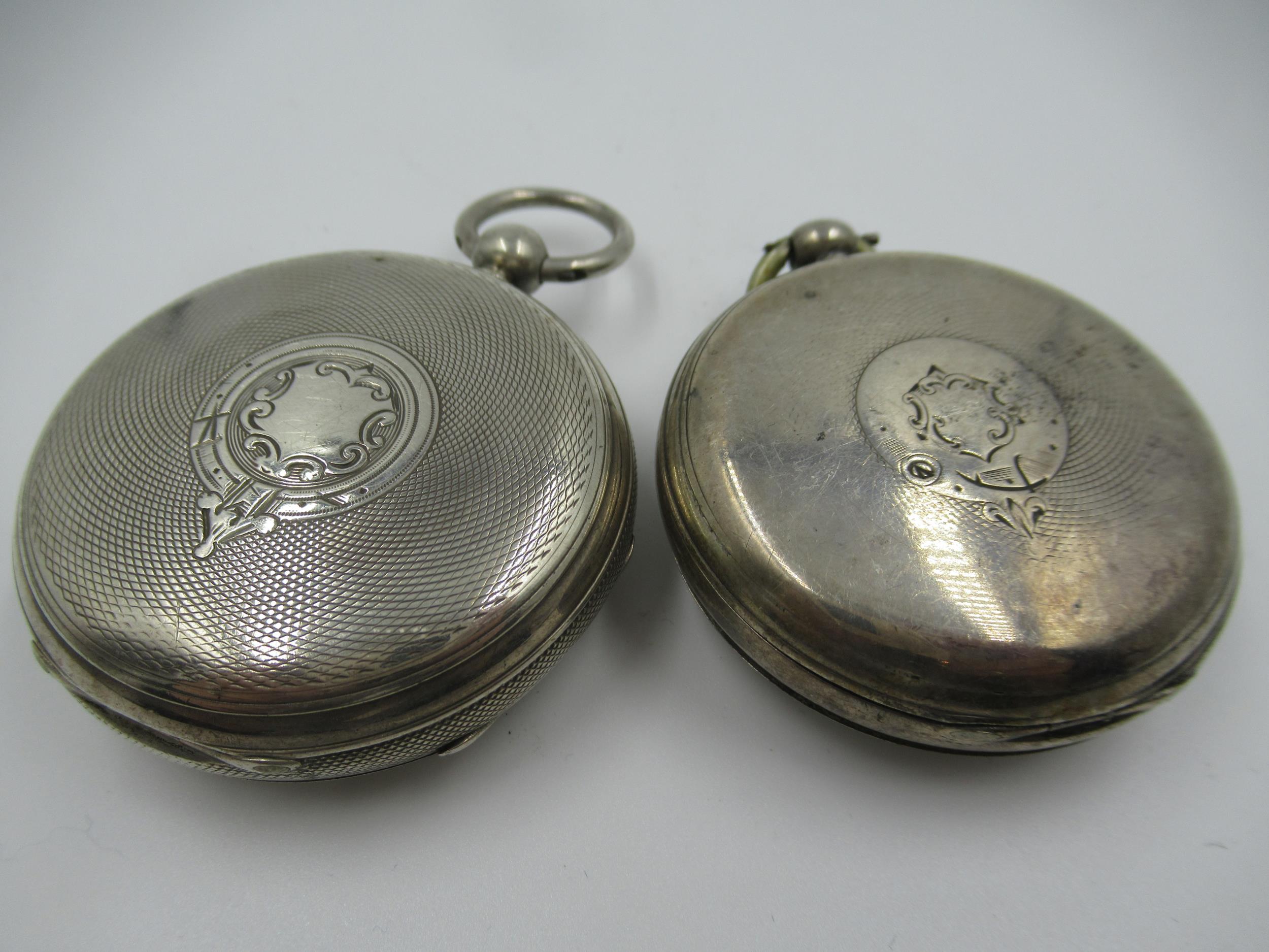 Silver cased open face keywind pocket watch, the enamel dial with Roman numerals and subsidiary - Image 2 of 3
