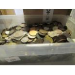 Rectangular box of various World coins