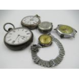 Five various wrist and pocket watches