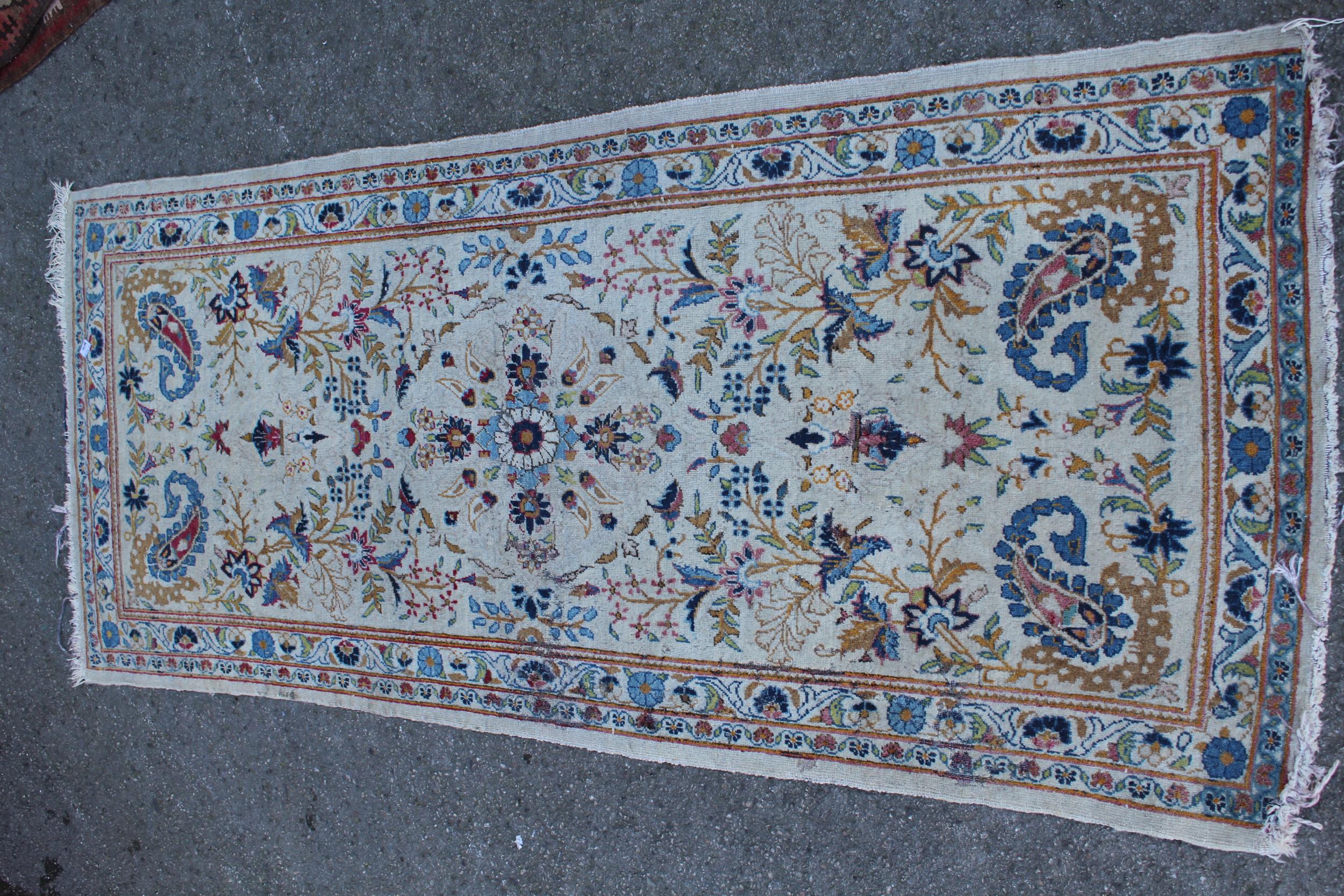 Indo Persian rug of all-over floral and bird design with multiple borders on a beige ground, - Image 3 of 19