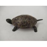 19th Century tortoiseshell and black metal counter bell in the form of a tortoise (shell at fault)