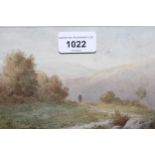 Attributed to F. Boisseree, late 19th Century watercolour, Highland landscape with shepherd and