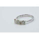 18ct White gold brilliant cut diamond trilogy ring, the diamonds approximately 1.02ct, together with