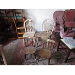 Pair of late 19th / early 20th Century children's elm and beech Windsor chairs on turned supports, a