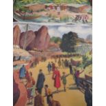 Double sided poster ' Bride La Stade ', another poster of an African village, a handpainted poster