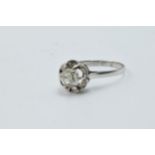 Platinum set old cut diamond solitaire ring of approximately 0.5ct