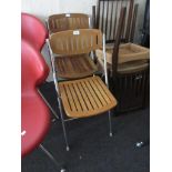 Pair of 20th Century teak and chrome folding chairs