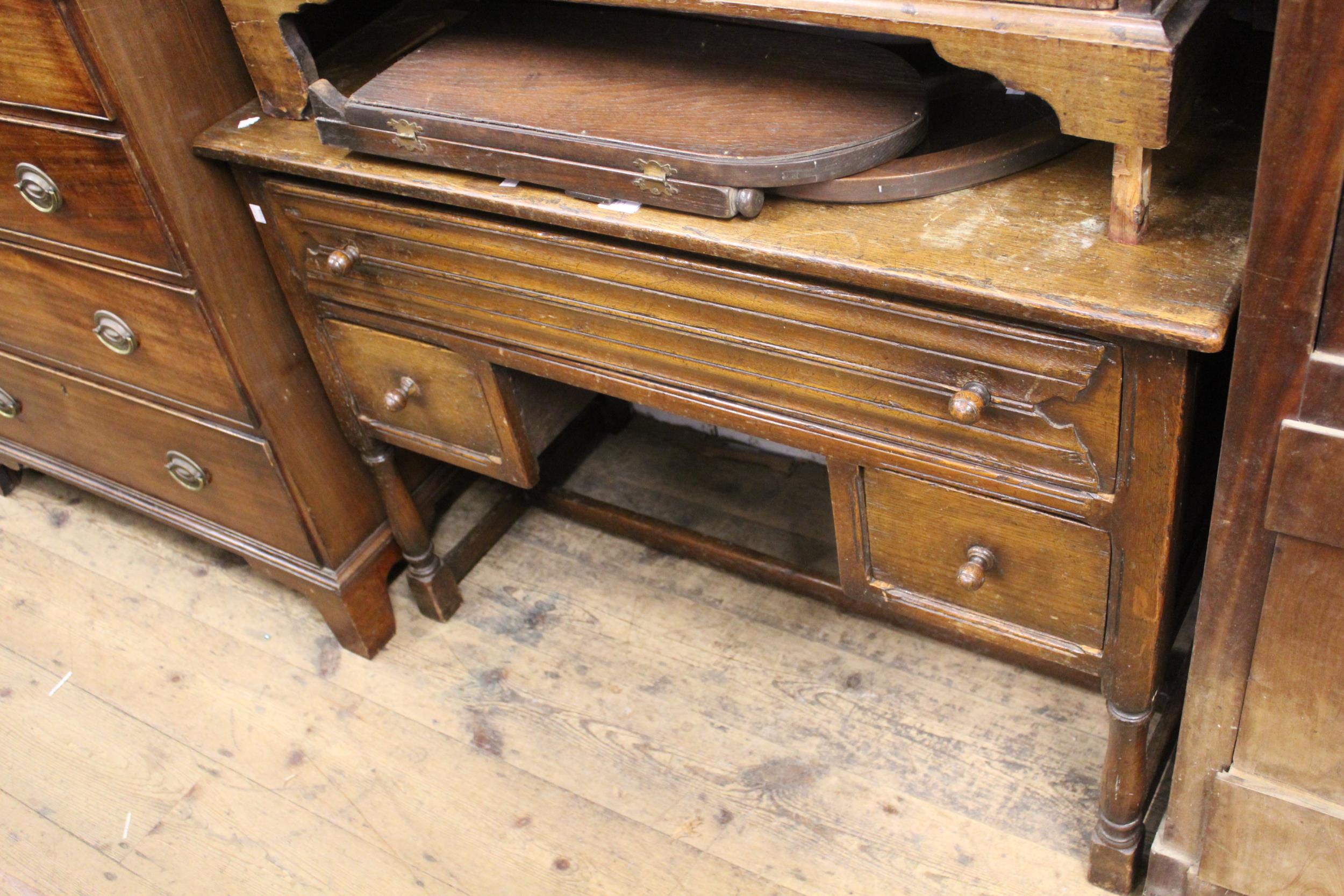 Edwardian mahogany and satinwood crossbanded bureau with an associated bookcase top, together with a - Image 2 of 2