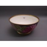 Minton's bowl with handpainted floral decoration of roses by M. Dudley, 8.75ins diameter