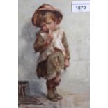 John Sweeting R. H. A. signed watercolour and bodycolour, study of a street urchin, 11ins x 7.5ins