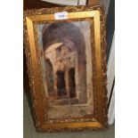19th Century Italian oil on panel, study of medieval archways, indistinctly signed and inscribed,
