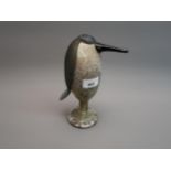 Littala glass figure of a bird ' Heron ', with a matt mottled finish, 8.5ins high overall, with