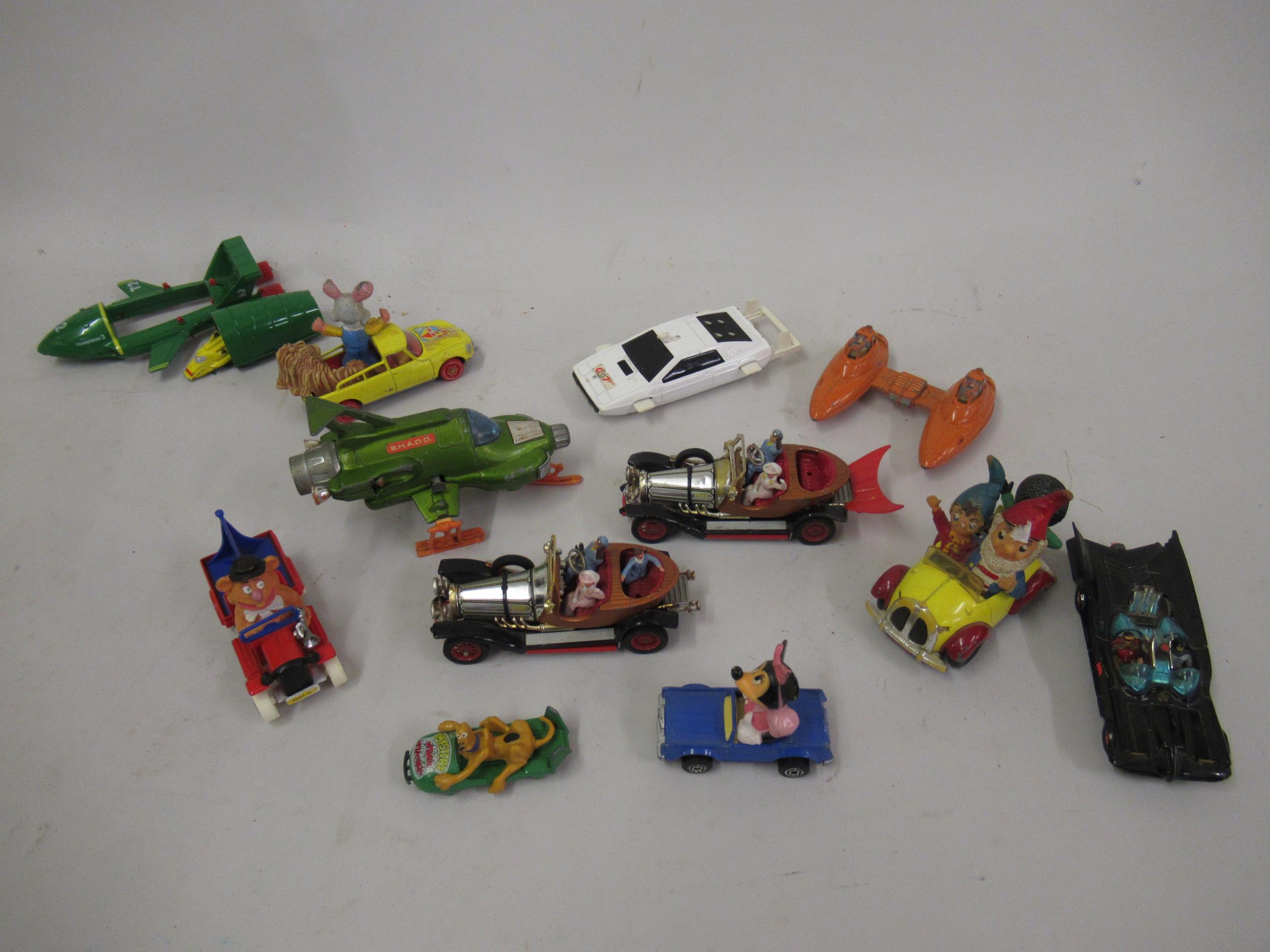 Quantity of TV and film related diecast metal vehicles including Chitty Chitty Bang Bang, Batman and