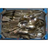 Silver plated canteen of plated cutlery bearing the crest of the Boyle family Some forks/spoons have
