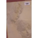 Pencil drawing, two head studies of a young lady, inscribed verso ' La Belle Elizabeth, Robin