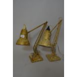 Near pair of Herbert Terry Anglepoise lamps in gold mottled finish by George Carwardine, circa