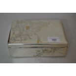 Large good quality rectangular Japanese silver and gold inlaid two division cigarette box with