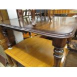 Small Victorian mahogany rectangular wind-out extending dining table, the moulded top above turned