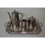 Early 20th Century Continental Art Deco silver plated three piece coffee service with a matching two
