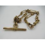 9ct Gold alternating chain link Albert watch chain Overall length approx 15ins and a few spare links