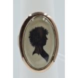 George III gold ring oval inset with a portrait silhouette of a lady