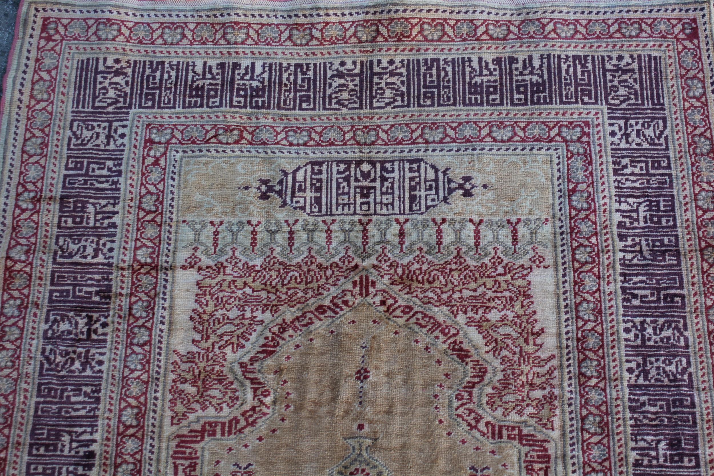 Modern Turkish silk prayer rug, 4ft 6ins x 2ft 10ins approximately - Image 2 of 3