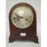 19th Century American rectangular mahogany cased wall clock with a two train weight driven movement,