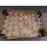 Suite of Waterford cut glass drinking glasses comprising: eight whisky tumblers, six wine glasses,
