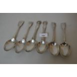 Pair of William IV silver Shell pattern tablespoons, pair of George IV Newcastle silver Fiddle and