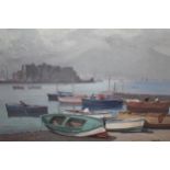 L.G Buono oil on board, ' The Castel Dell'ovo ', in the bay of Naples, signed, 15ins x 19ins, gilt