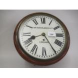 Late 19th / Early 20th Century mahogany cased wall clock, having 9.5ins painted dial with Roman