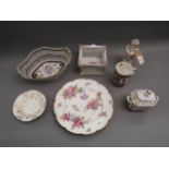Continental porcelain sander / sugar caster, Continental porcelain plate decorated with flowers with