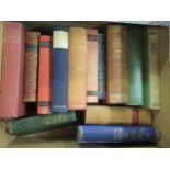 Three boxes of miscellaneous books including ' History of British India ', Maugham ' Complete