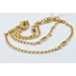 18ct Gold and blue enamel alternating filigree link necklace, 15g