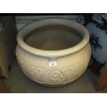 Leeds Fireclay Co. (LEFCO) Large glazed garden planter with Celtic banded decoration, 15ins high x