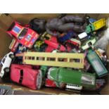 Large quantity of various playworn diecast metal and other model vehicles