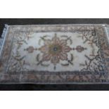 Small Indo Persian rug with lobed medallion and plain design with borders, 5ft x 3ft approximately