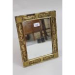 Small early 20th Century Florentine style table mirror with backstand, 13.5ins x 10.75ins