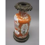 Chinese circular porcelain bottle vase decorated with panels of figures and flowers, with later