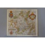 Antique hand coloured map titled, ' Wigorniensis ', 11ins x 12.5ins and a antique hand coloured