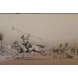 Maurice Tulloch, a quantity of unframed watercolours and ink drawings, a polo match in India,