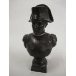 Small dark patinated spelter bust of Napoleon, 6.75ins high
