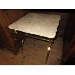 20th Century square gilt brass marble top occasional table (marble at fault)