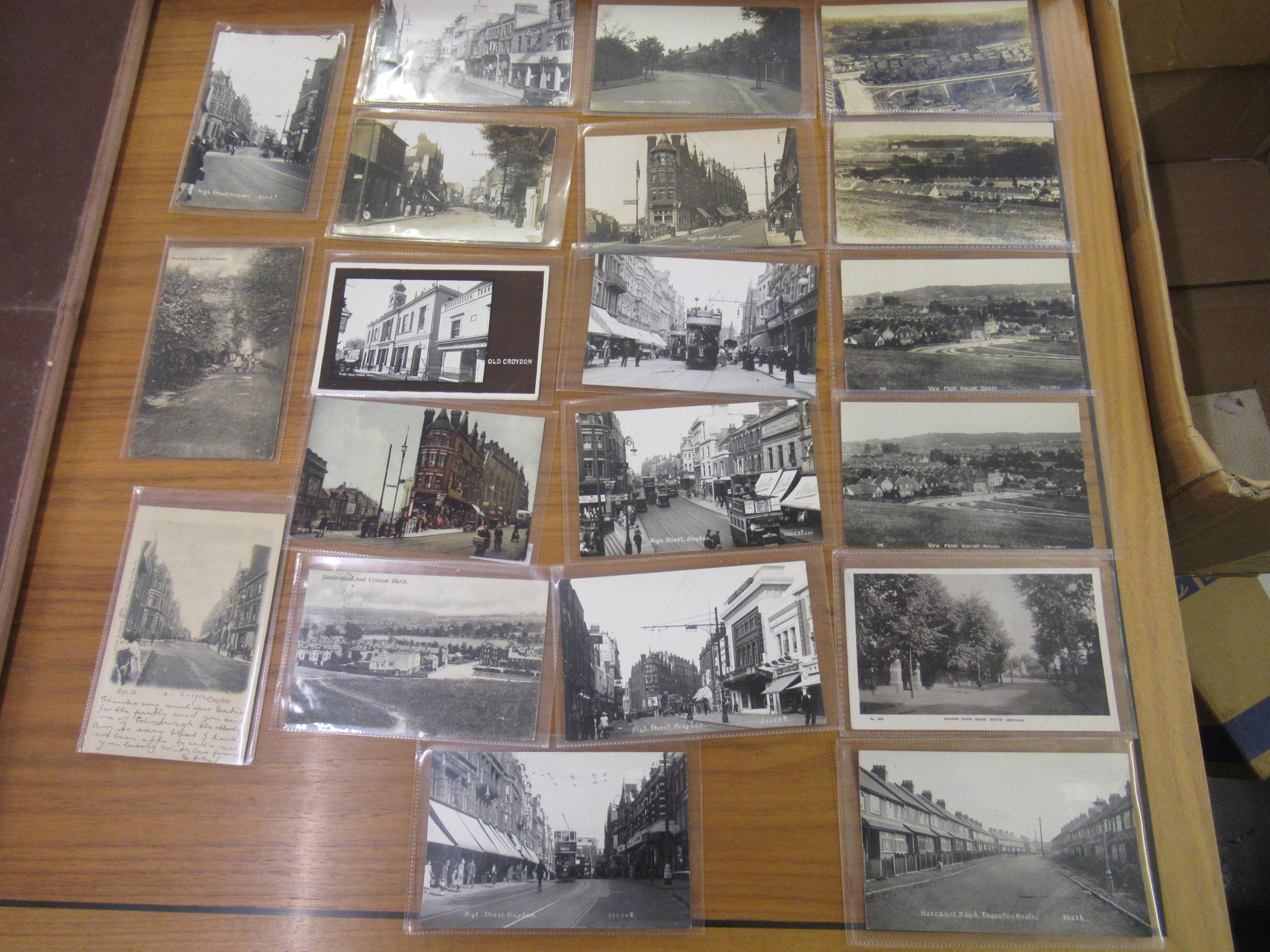 Twenty postcards, Croydon related including fifteen RP's, mainly views of the High Street