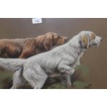 Fannie Moody, pastel study of two gun dogs, signed, 16ins x 22.5ins, gilt framed together with a