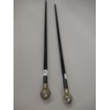 Two 20th Century swagger sticks, each marked Knobbler
