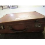 Small fibre suitcase containing mainly 19th Century copper coinage