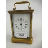 Late 19th Century American Waterbury Clock Company, gilt brass two train carriage clock (door and