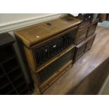 Globe Wernicke oak two section leaded glass bookcase with drawer below